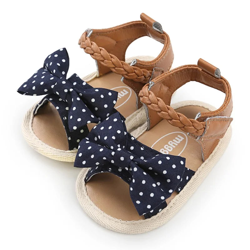 Dark blue polka dot baby blue sandals