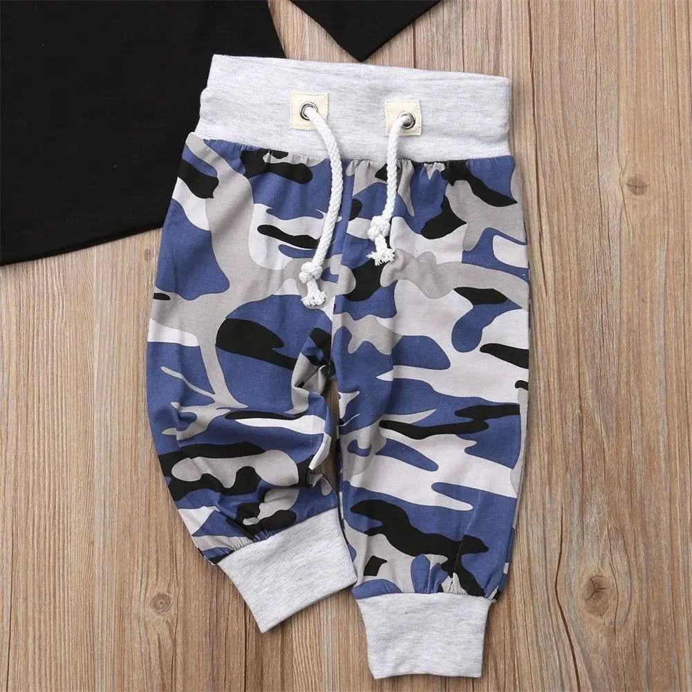 3pcs Baby Boy |Blue Camouflage Outfit