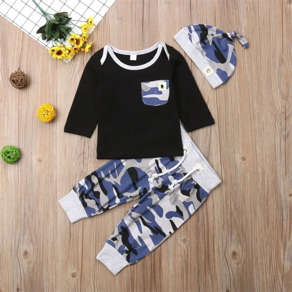 3 piece baby oy blue combat outfit