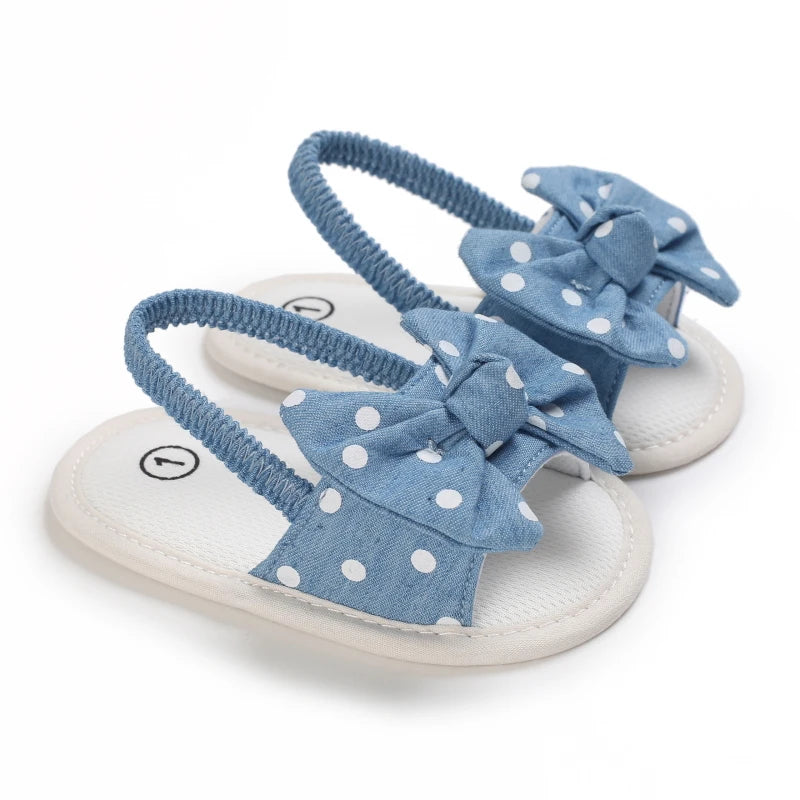 Polka Dot white on blue summer sandals