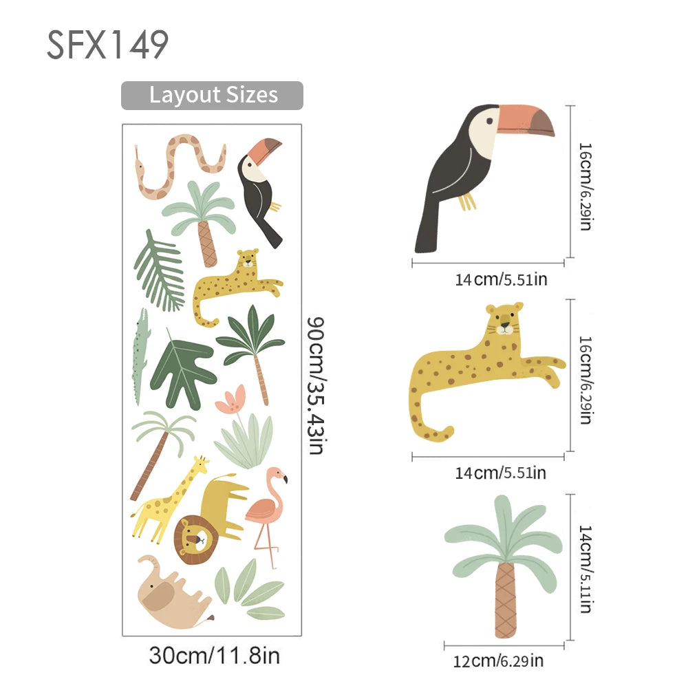 Jungle animals and plants wall stickers