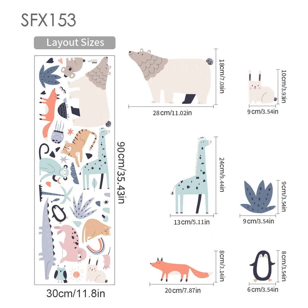 Mixed sheet of different jungle wall stickers
