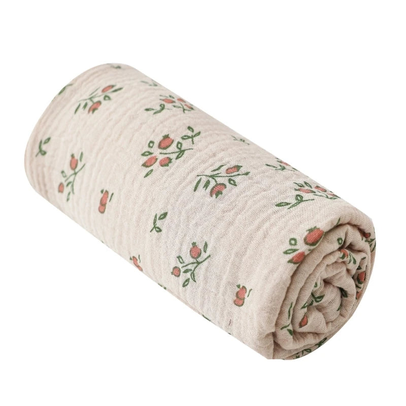Rolled-up fabric with floral pattern