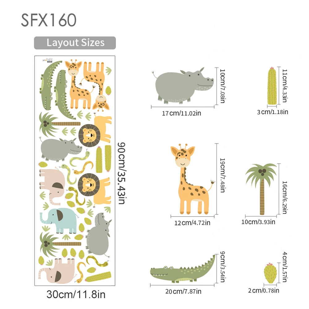 Baby jungle animal wall stickers
