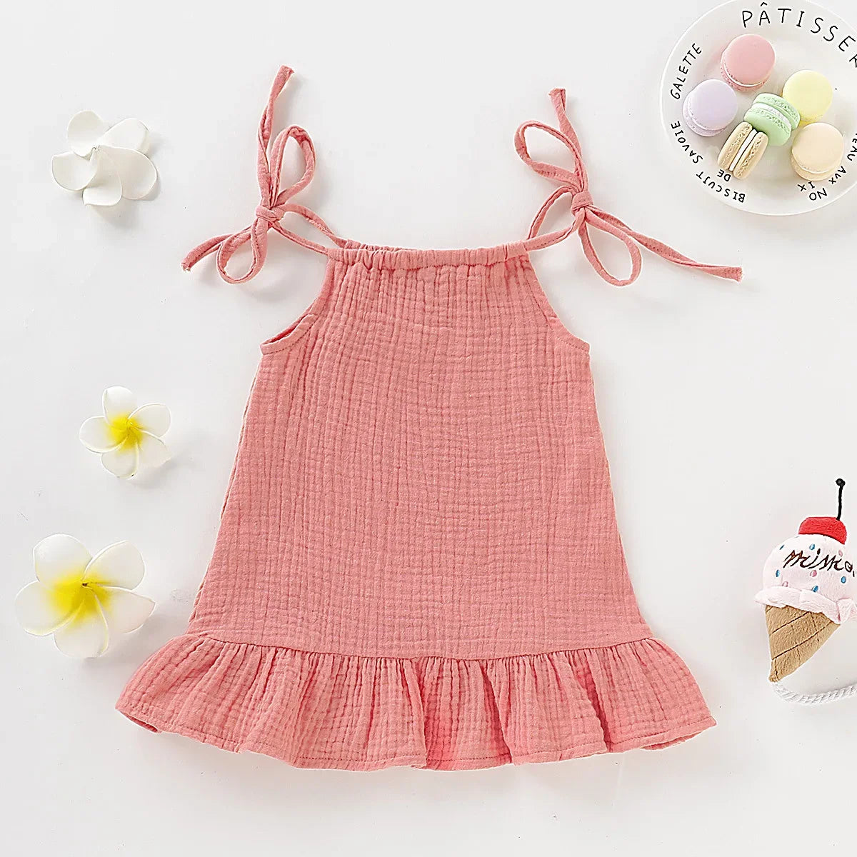 Peachy pink baby girl summer dress