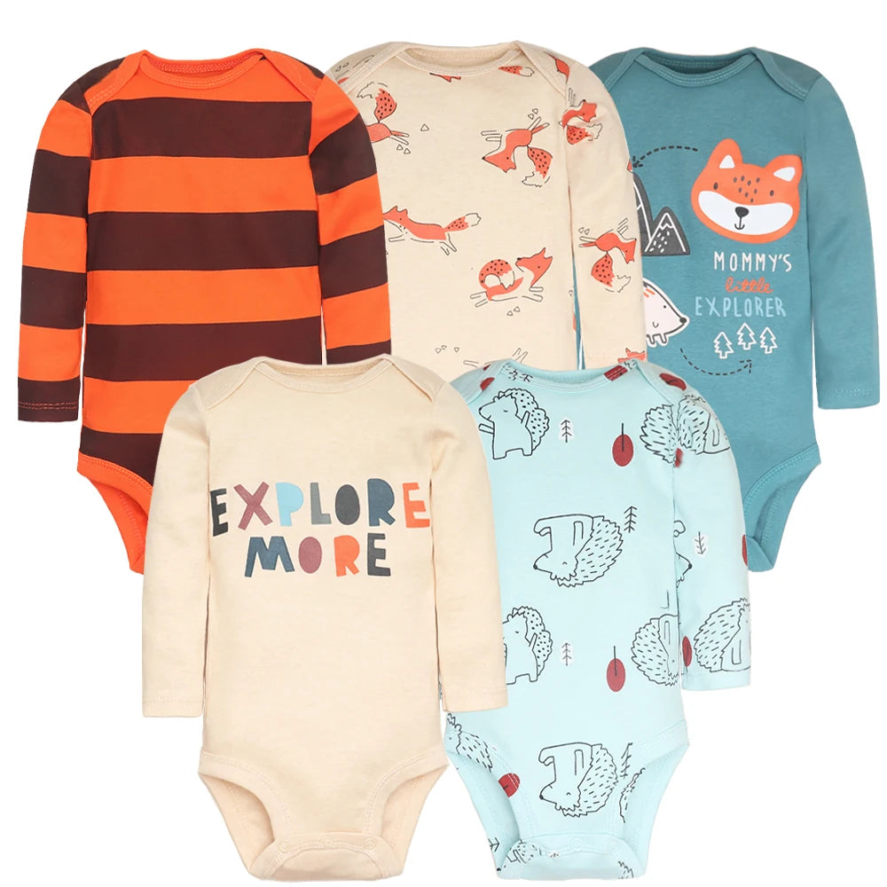 5 piece long sleeved baby boy romper suits
