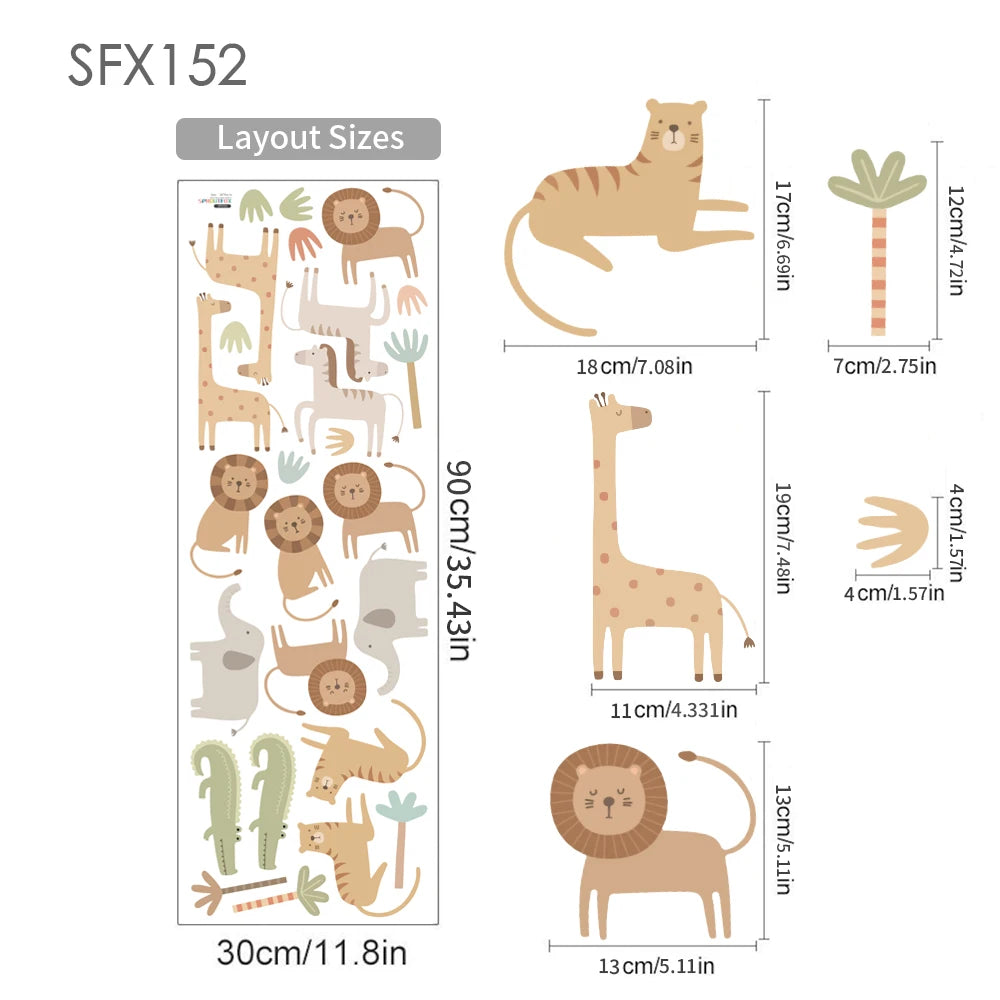 Large jungle animal stickers