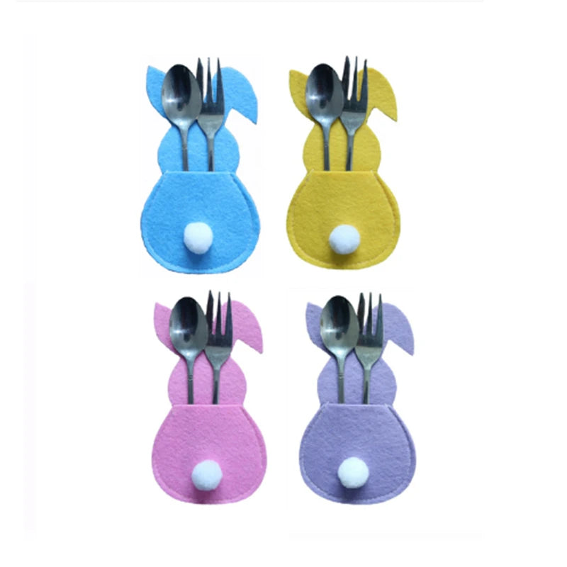 Mixed colors 4 piece bunny rabbit cutlery holders