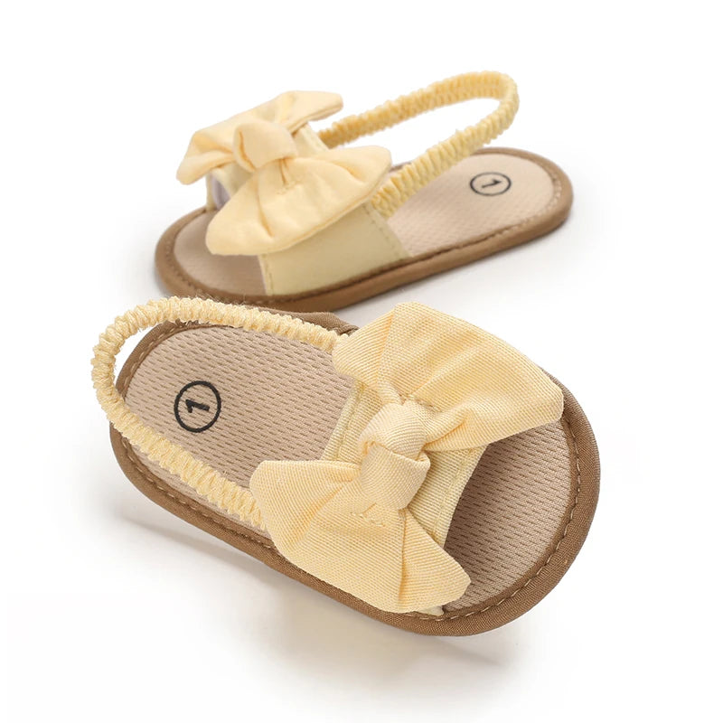 Pale yellow baby girl summer sandals