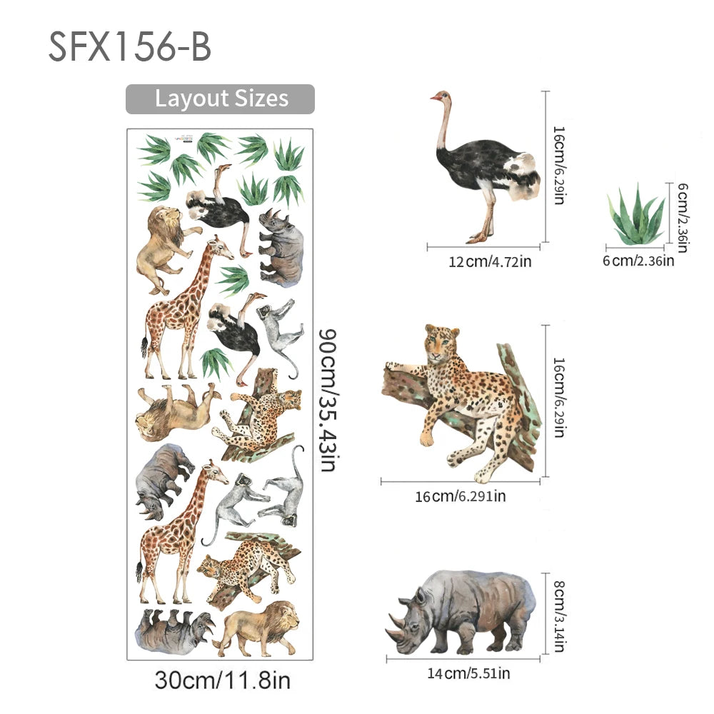 Safari animal wall stickers