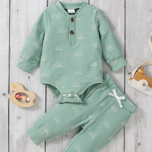 Green baby outfit with matching pants