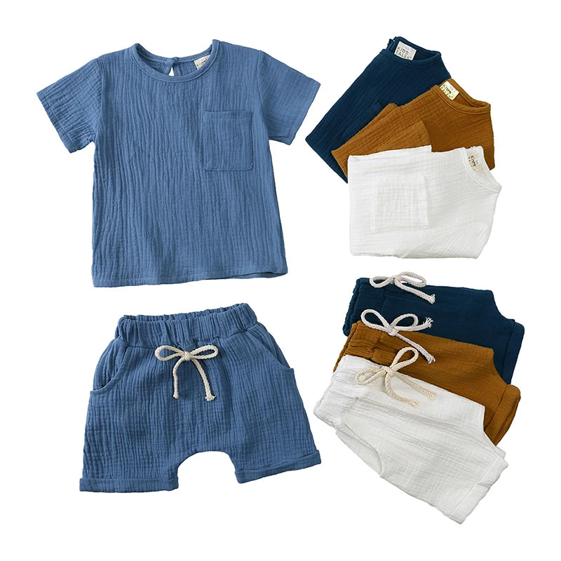Light weight shorts with matching t-shirt for baby boys