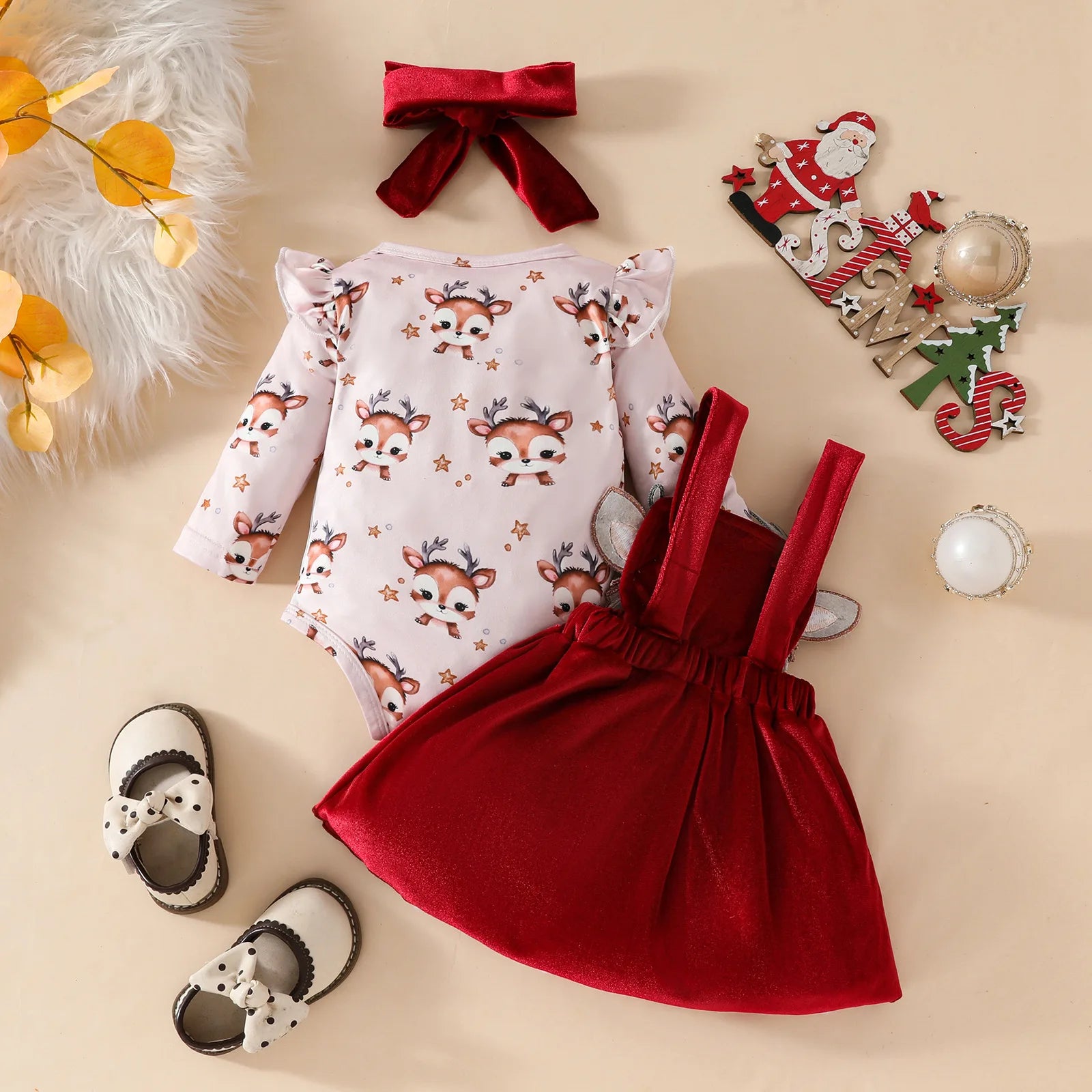 Christmas 3 piece baby girl outfit
