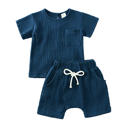 Navy blue shorts and T-shirt