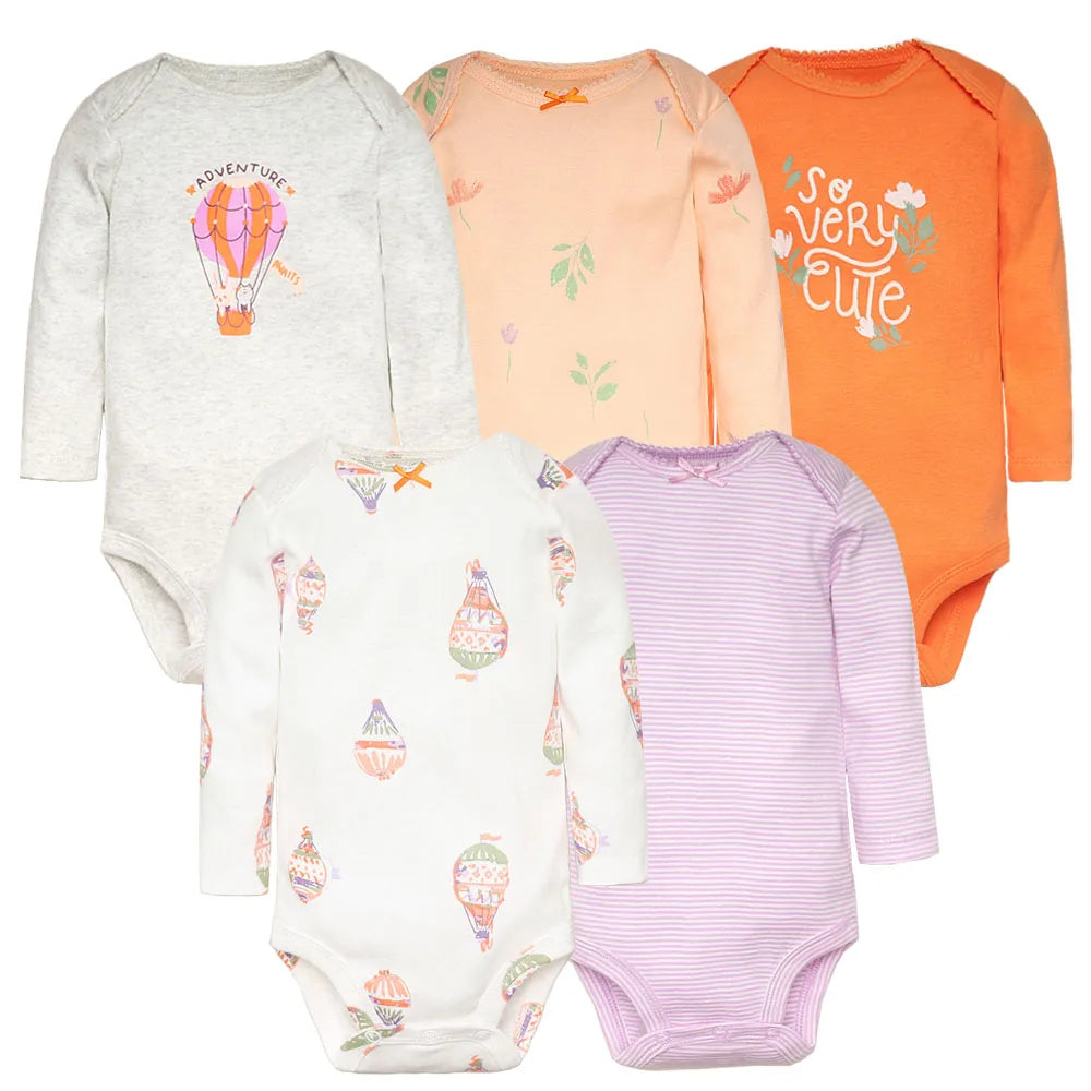 Gorgeous colours - baby girl 5 piece set of romper suits