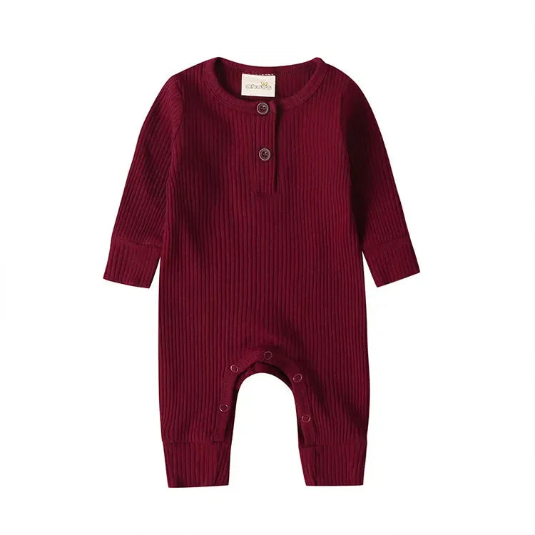 Deep red colored baby romper suit