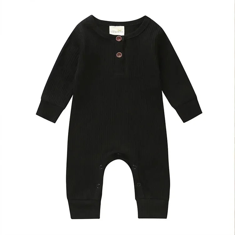 Jet black baby romper suit
