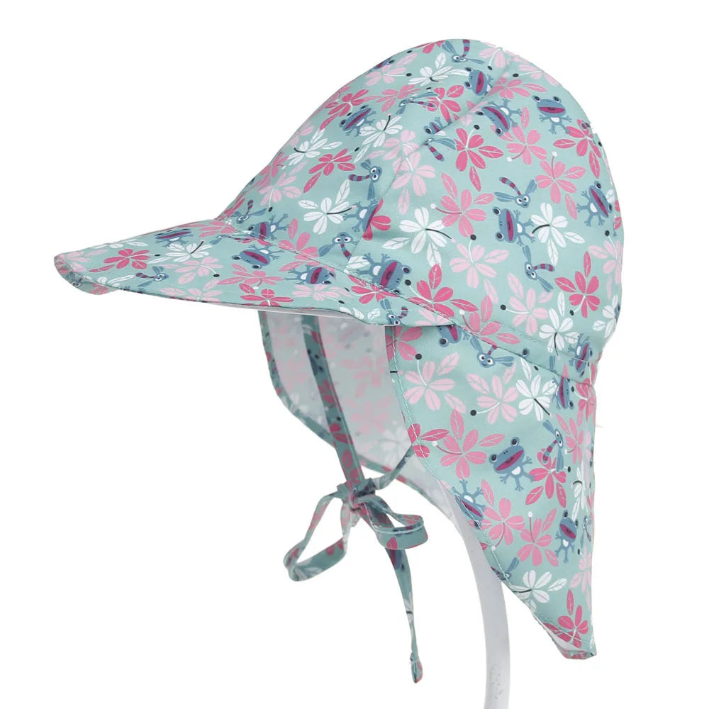 Flower pattern summer sun baby hat