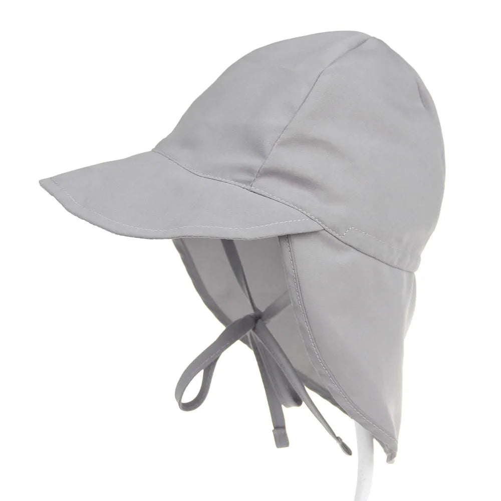Grey coloured summer sun baby hat