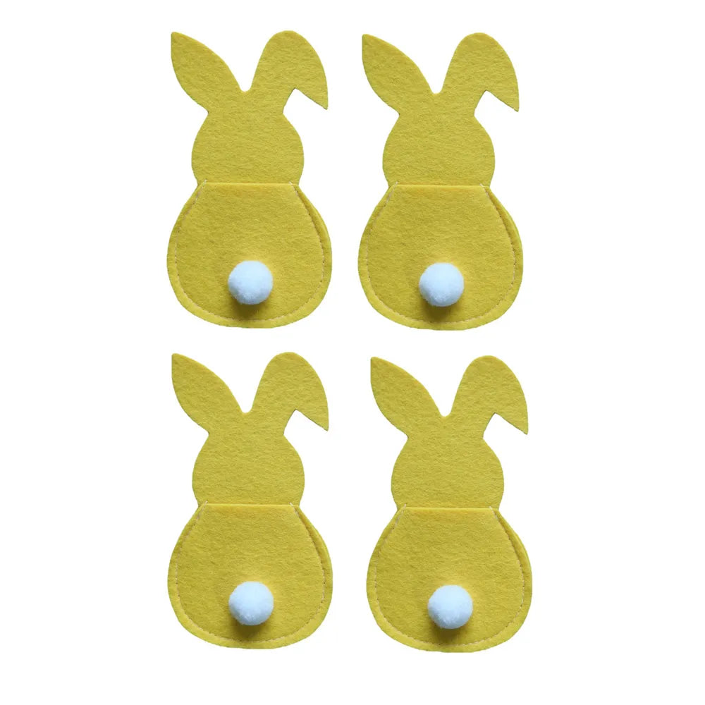 Bright yellow felt bunny rabbit cutlery holder