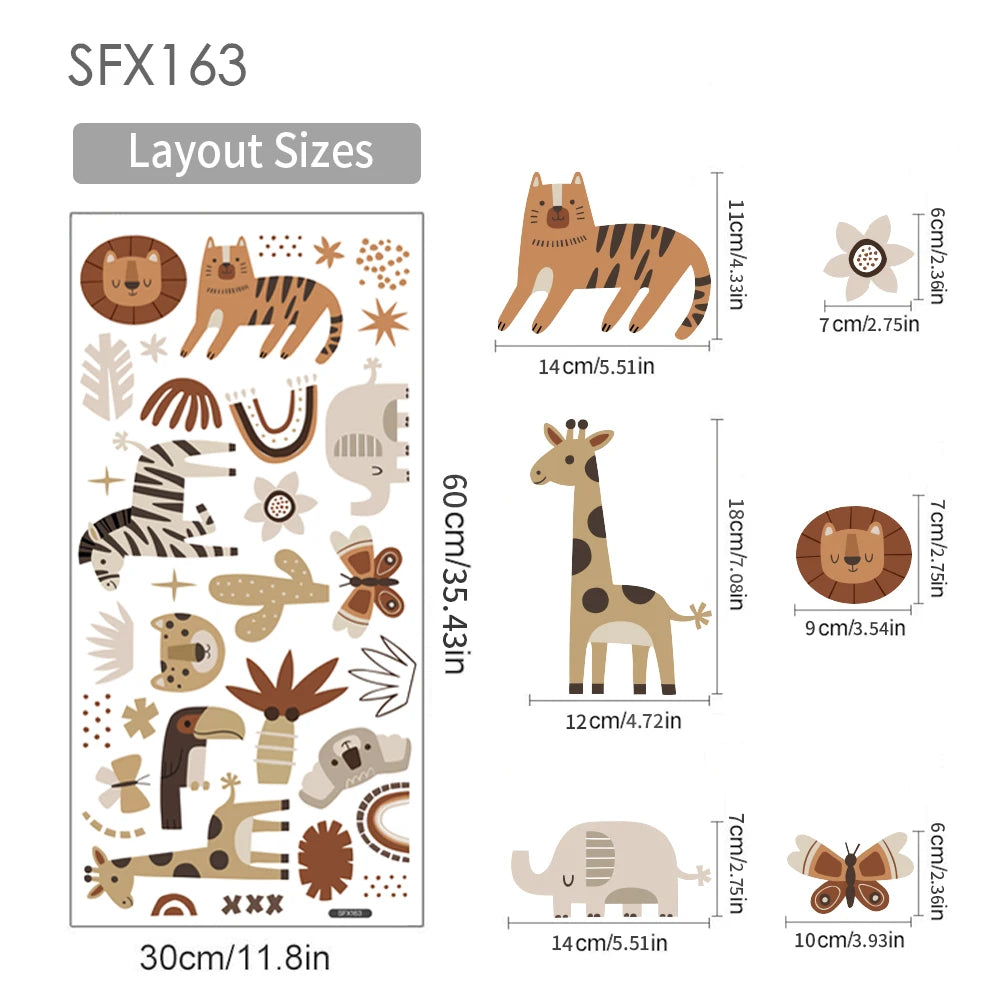 Cute jungle animal wall stickers