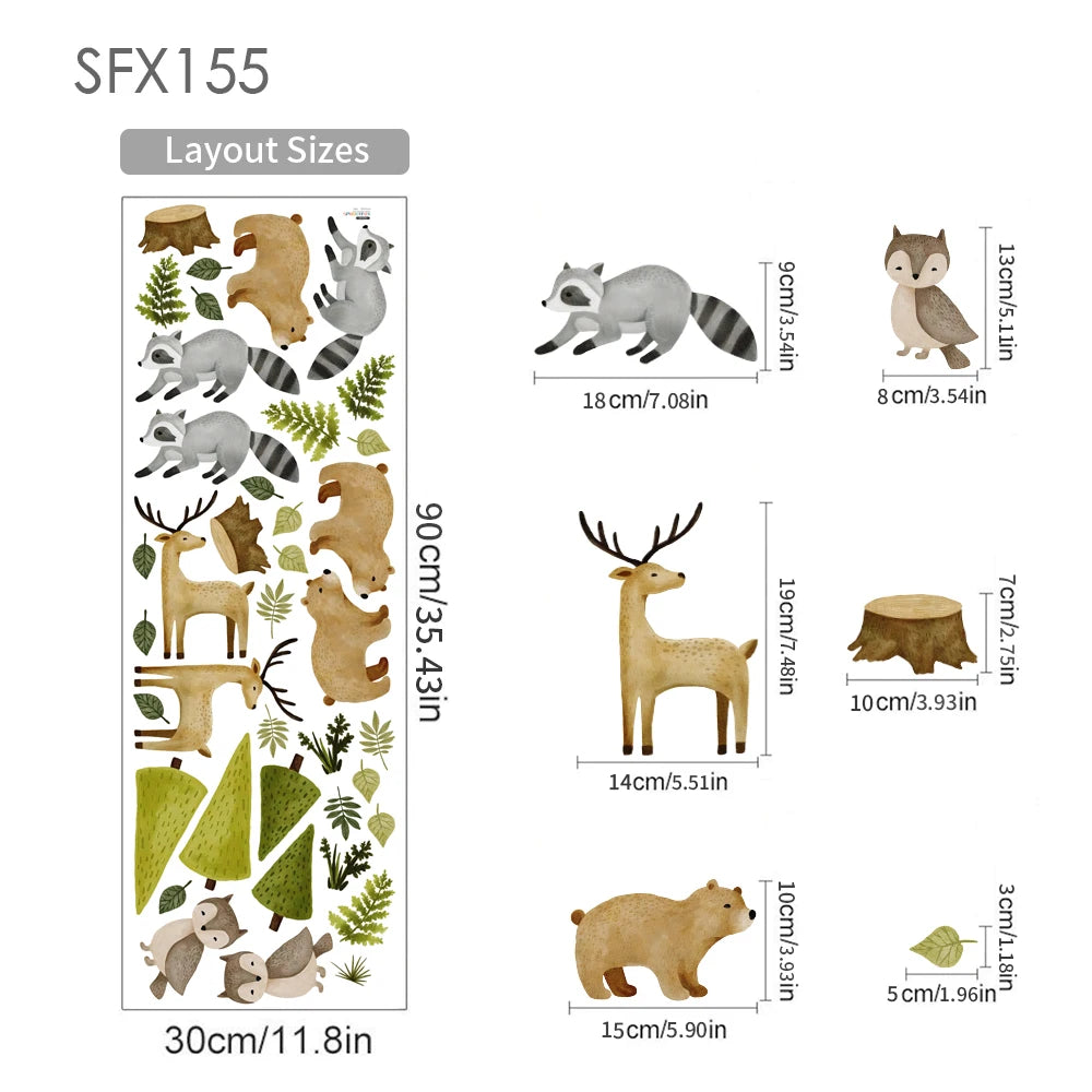 Cute woodland animal wall stickers