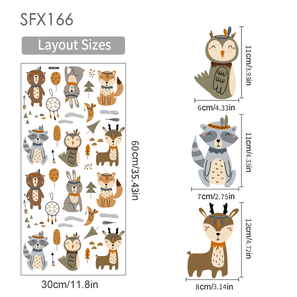 Very cute and funny woodland animal wall stickers