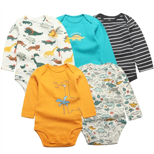 Dinosaur print baby boy romper suits