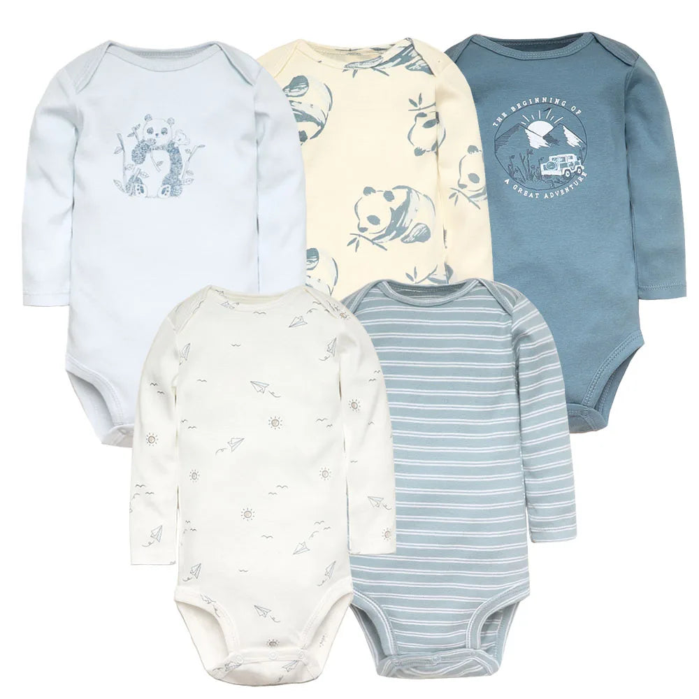 Soft baby blue 5 romper suits