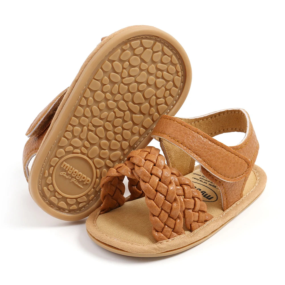 Tan colored baby girl summer sandals
