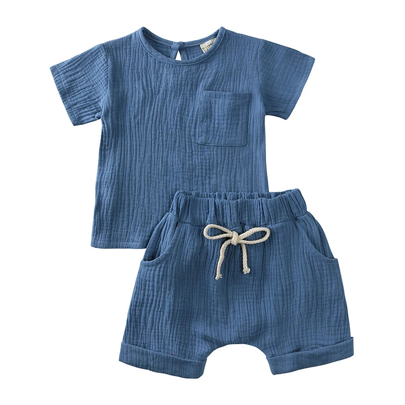 Light Blue matching baby boy t-shirt and shorts