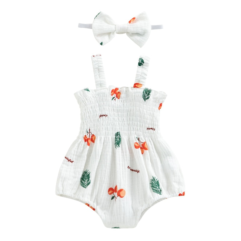 Cute baby girl romper suit with matching headband