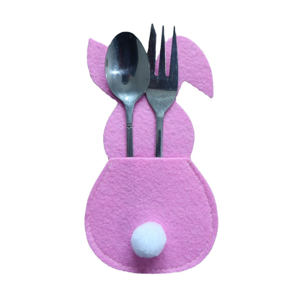 Baby pink bunny rabbit cutlery holder