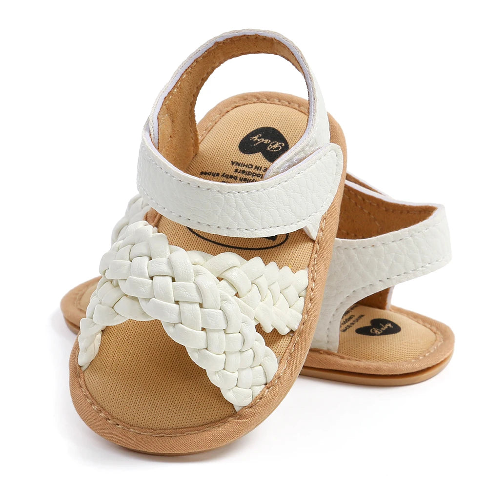 Cute baby girl white summer sandals