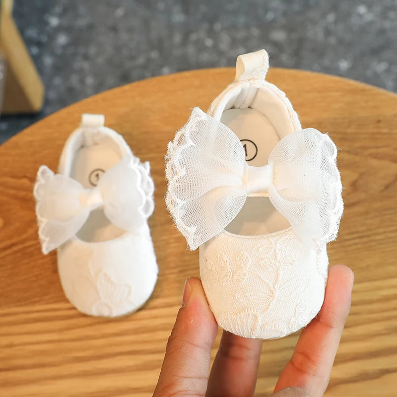 Gorgeous white lace baby girl shoes