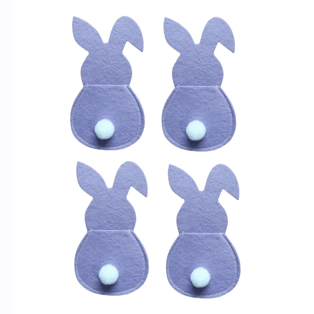 Cute purple felt rabbit cutlery holder