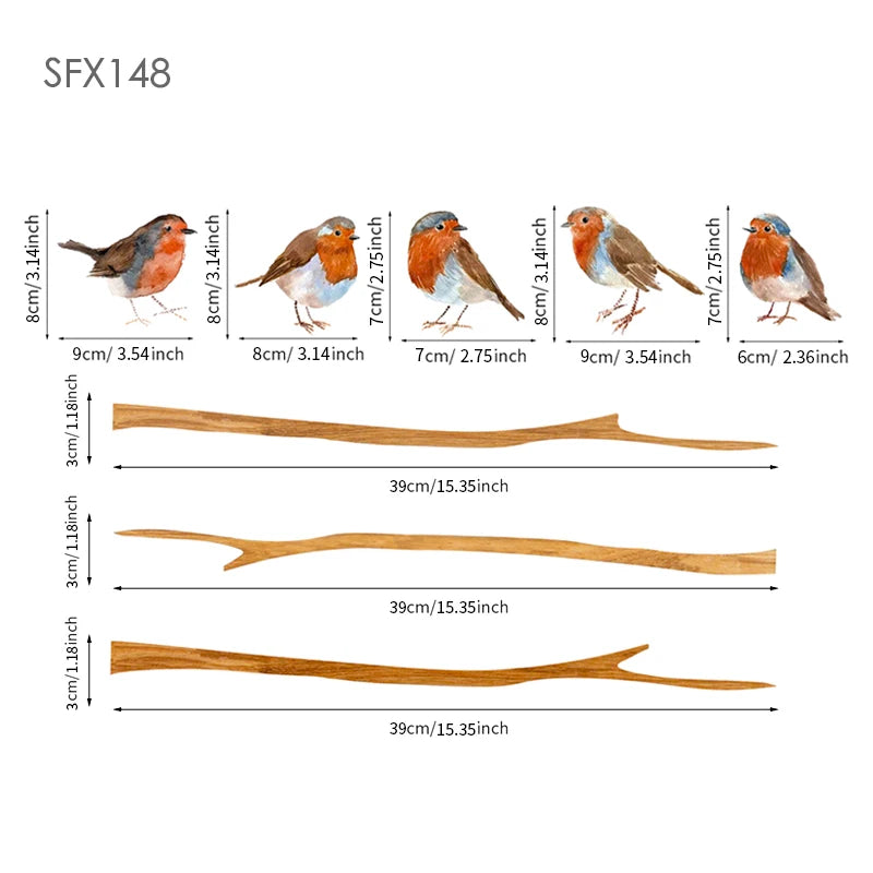 Robins and branches wall stickers
