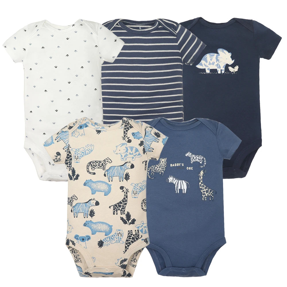 Animal print baby boy romper suits