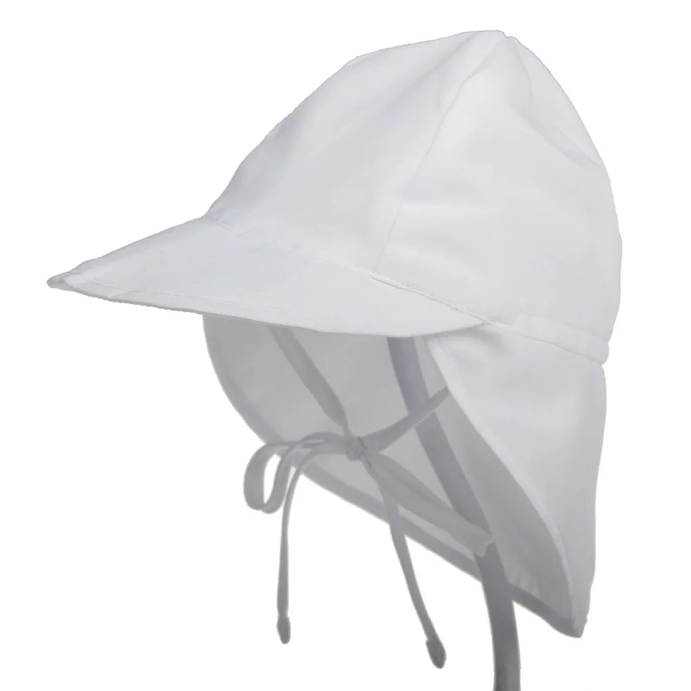 White colored sun safe summer hat for babies