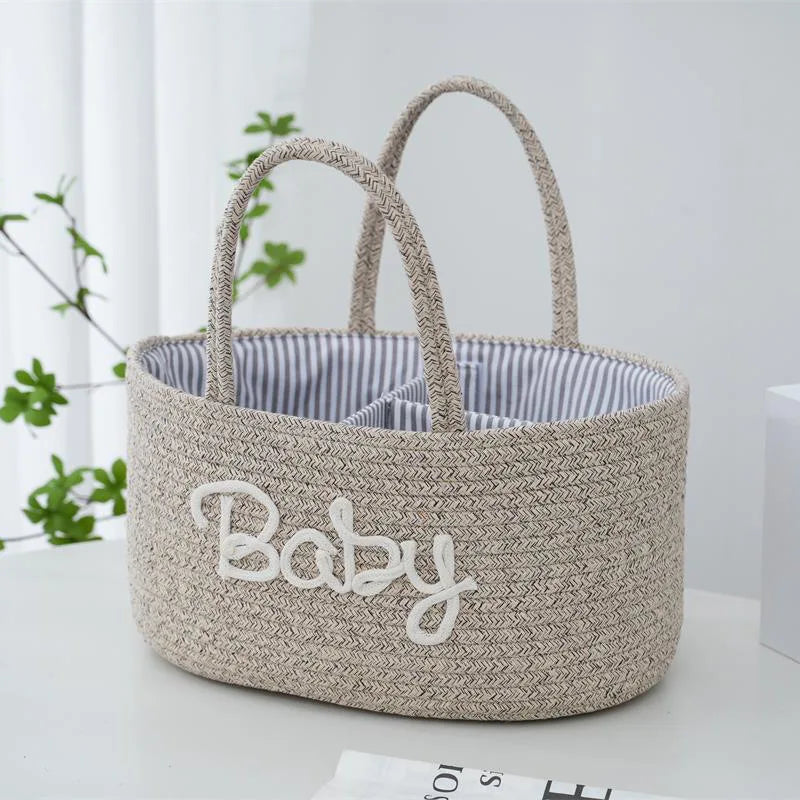 Wheat colored basket with handles