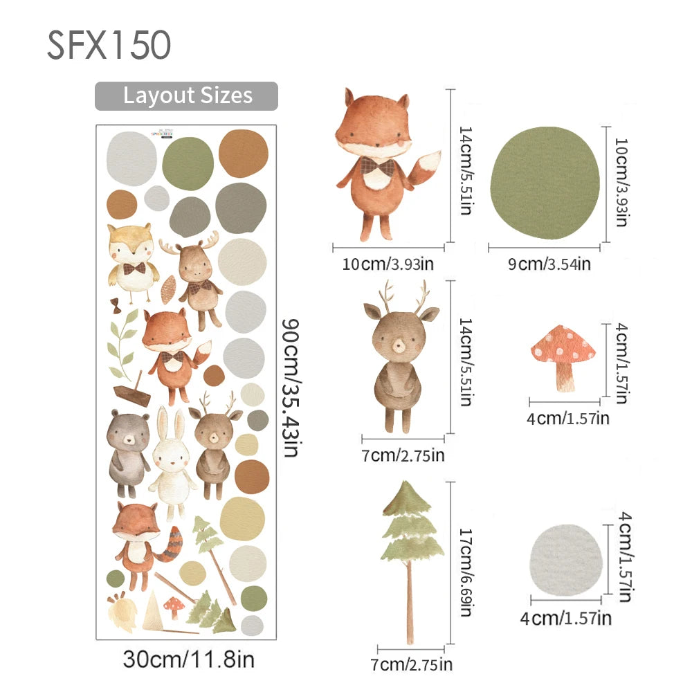 Woodland animal wall stickers