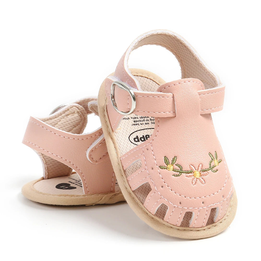 Pretty soft pink summer sandal for baby girls