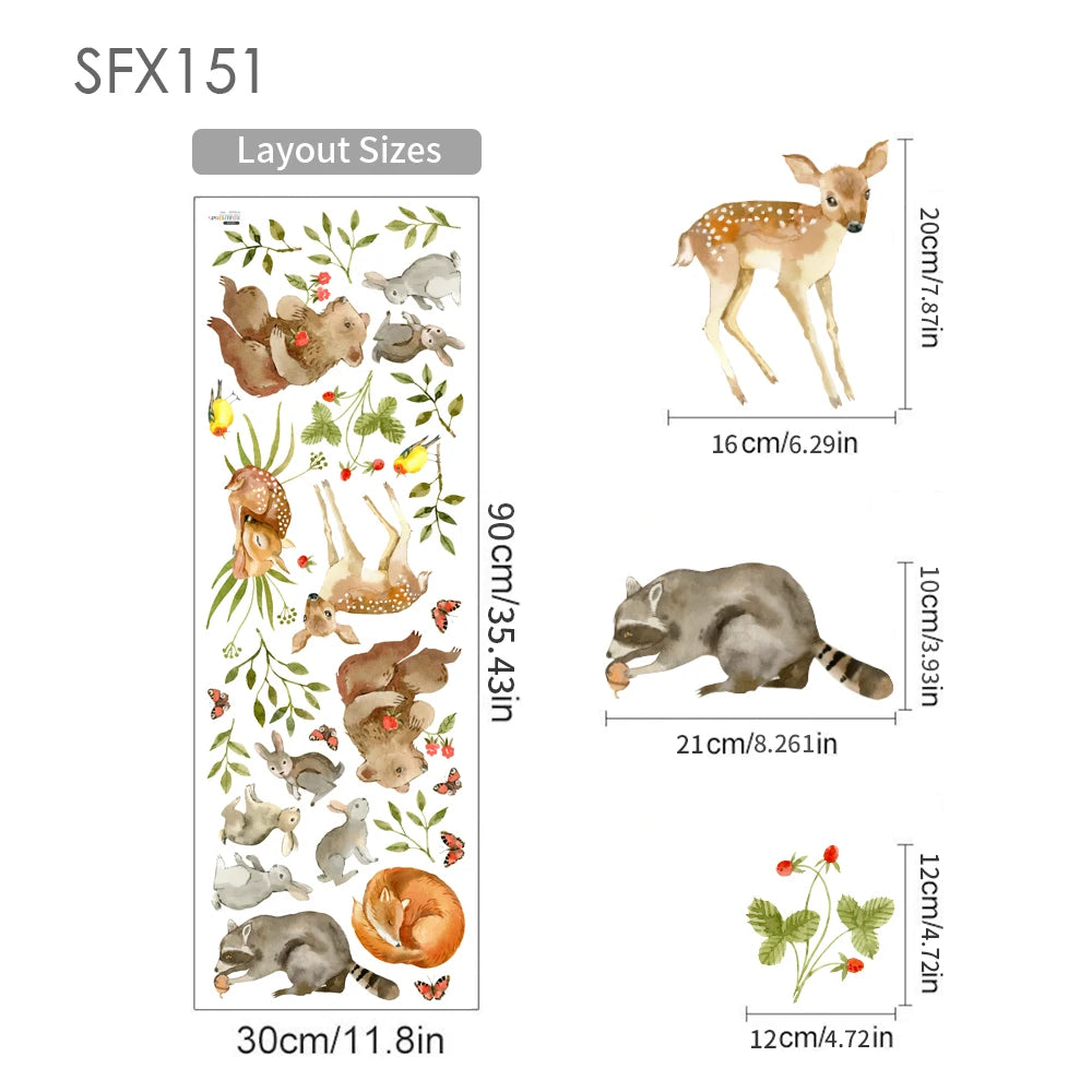 Baby woodland animal wall stickers