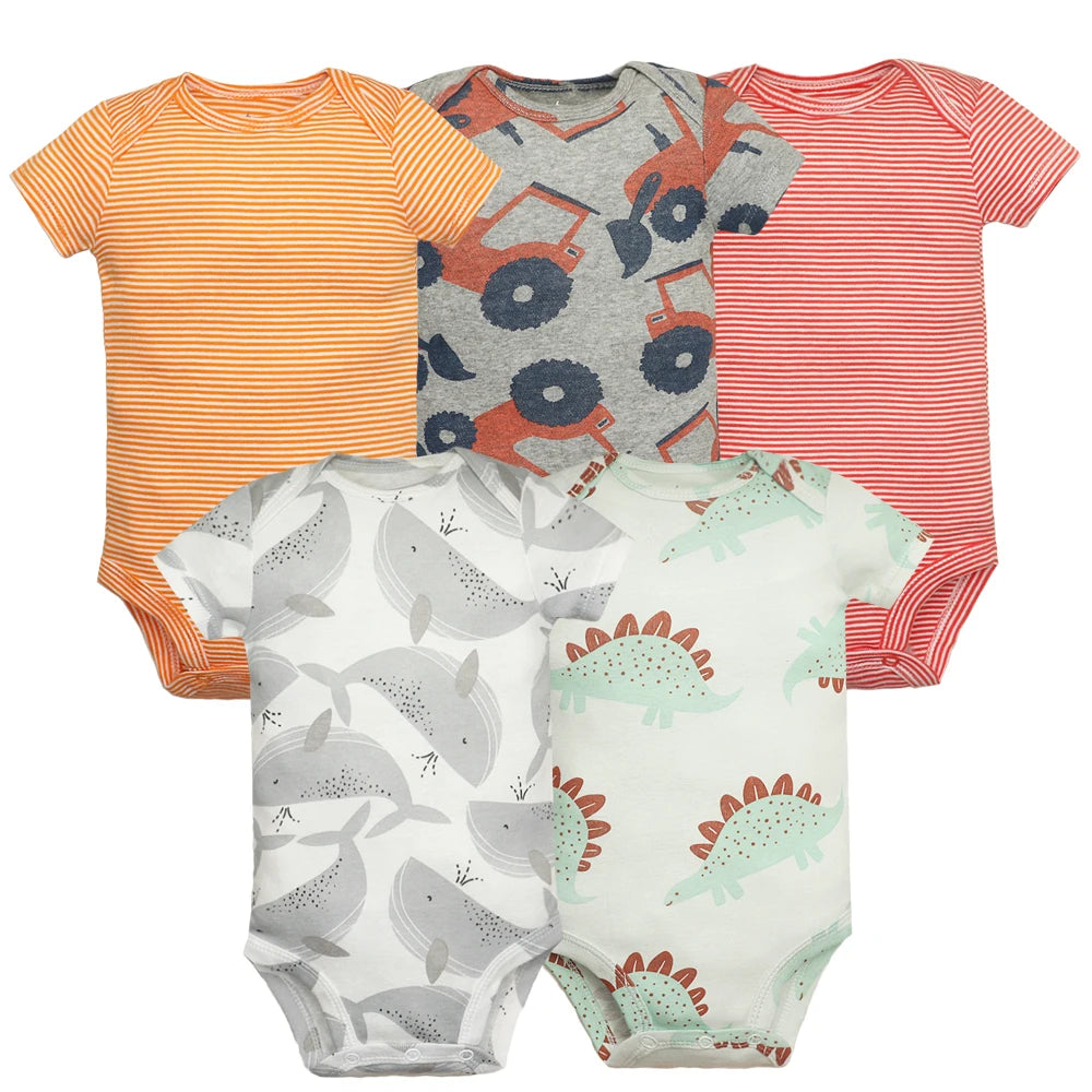 Bright, and cute 5 piece baby boy romper suit