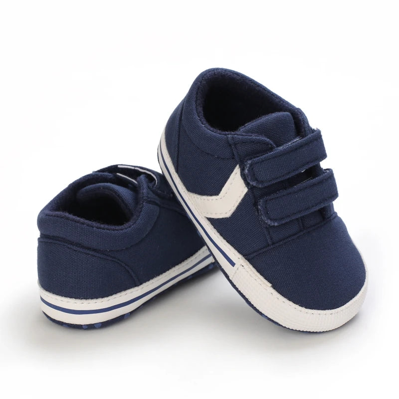 Navy blue baby boy runners with easy fasteners