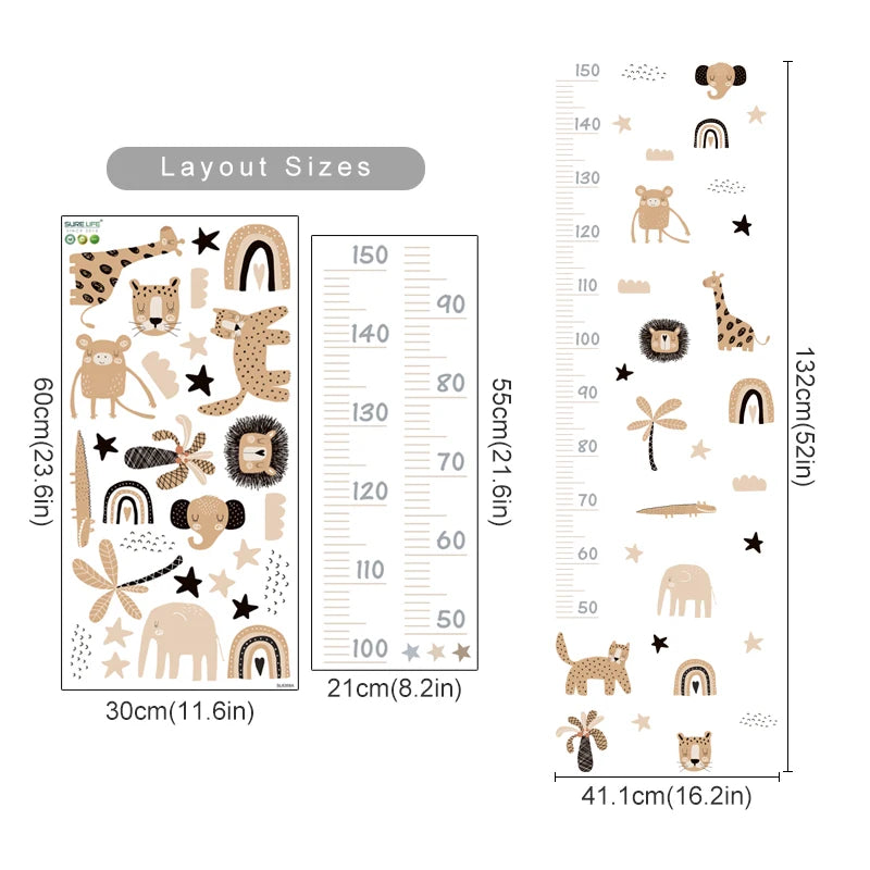 Childrens height chart, removeable and comes with jungle animals