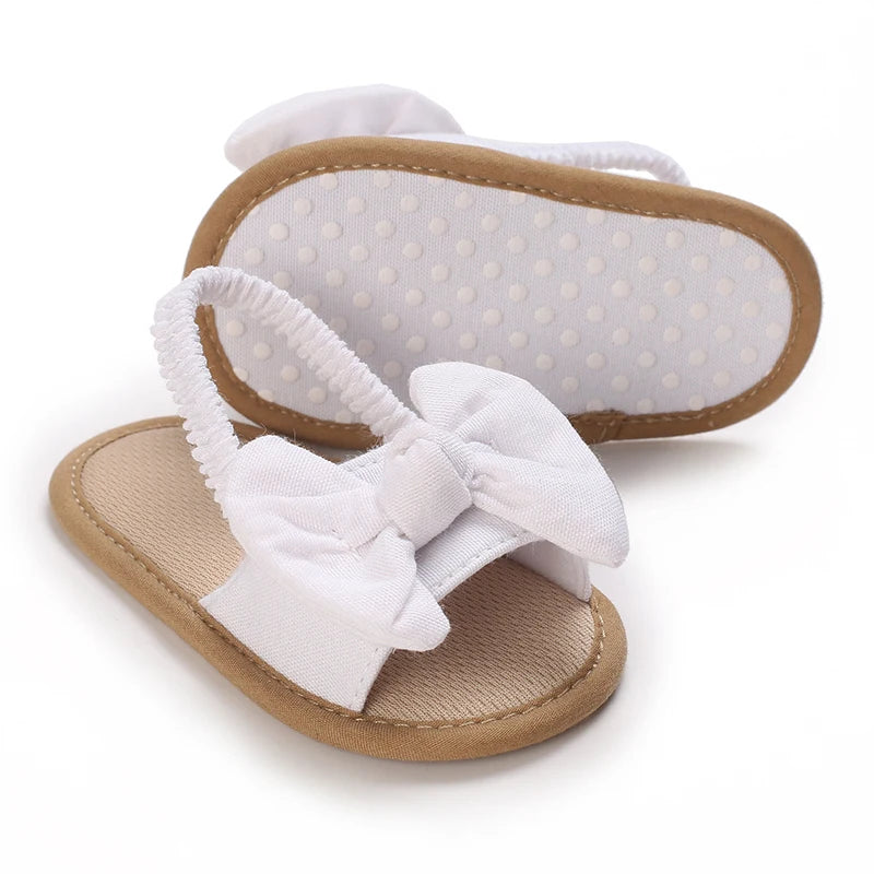 Bright white baby girl summer sandals