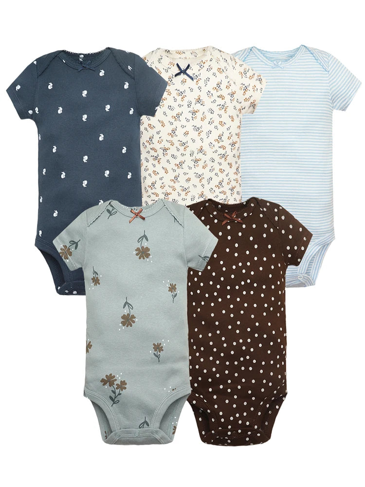 Pretty flower print baby girl romper suits