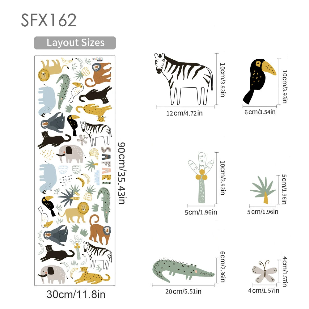Mixture of jungle wall stickers