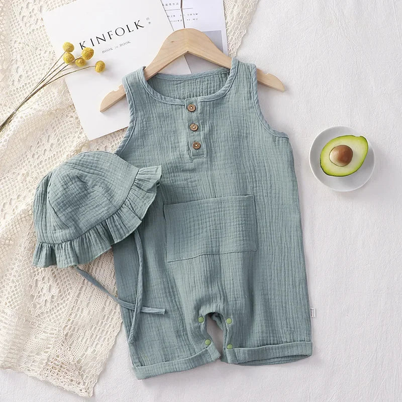 Soft blue grey colored baby romper suit